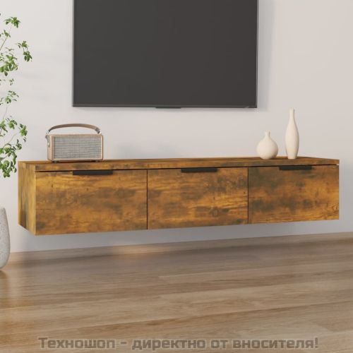 Стенен шкаф, опушен дъб, 102x30x20 см, инженерно дърво