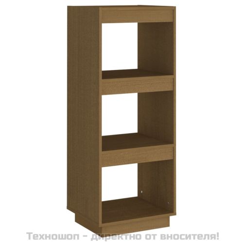 Библиотека/разделител за стая, меденокафява, бор масив