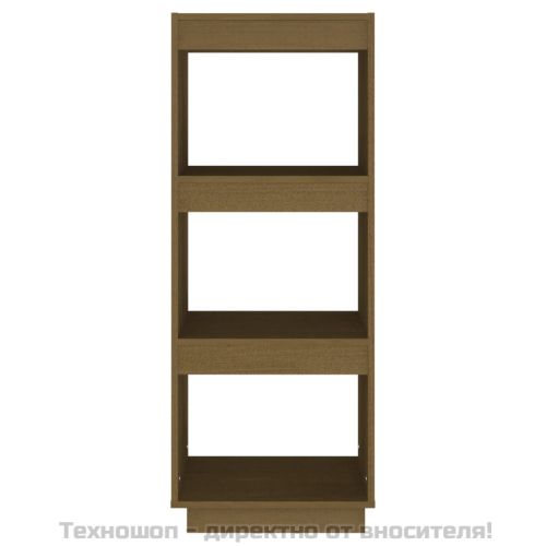 Библиотека/разделител за стая, меденокафява, бор масив