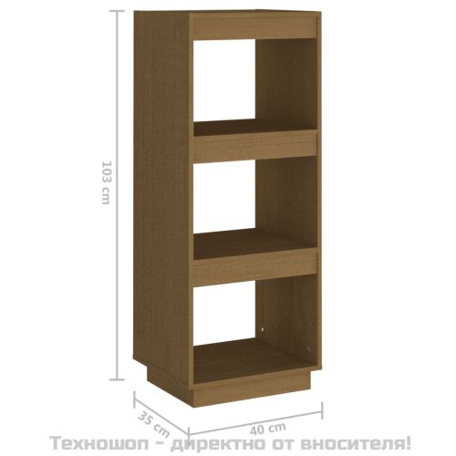 Библиотека/разделител за стая, меденокафява, бор масив