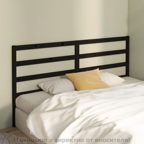 Горна табла за легло, черна, 206x4x100 см, бор масив