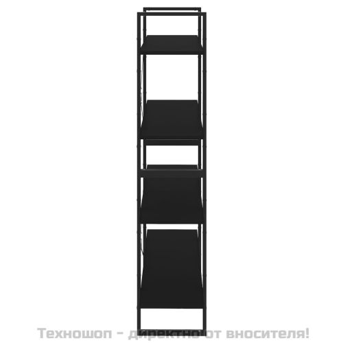 4-етажна библиотека, черна, 100x30x140 см, инженерно дърво