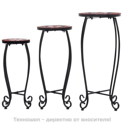 Мозаечни маси, 3 бр, теракота и бяло, керамика