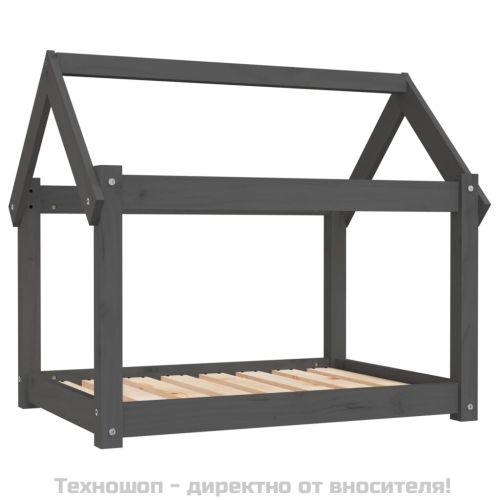 Кучешко легло, сиво, 81x60x70 см, борова дървесина масив