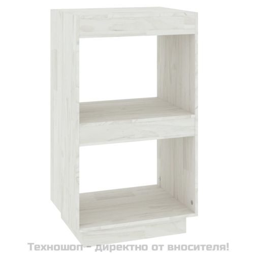 Библиотека, бяла, 40x35x71 см, борово дърво масив