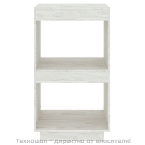 Библиотека, бяла, 40x35x71 см, борово дърво масив