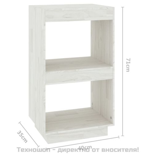 Библиотека, бяла, 40x35x71 см, борово дърво масив