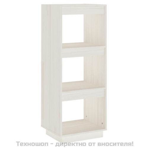 Библиотека/разделител за стая, бяла, 40x35x103 см, бор масив