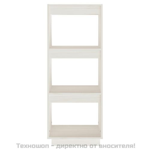 Библиотека/разделител за стая, бяла, 40x35x103 см, бор масив