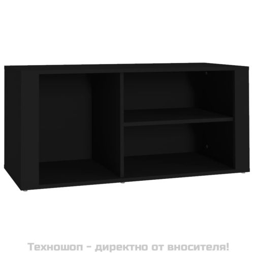 Шкаф за обувки, черен, 100x35x45 см, инженерно дърво