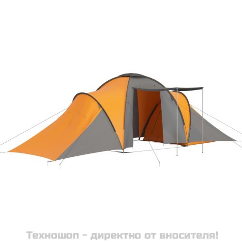 Палатка за къмпинг за 6 души, сиво и оранжево