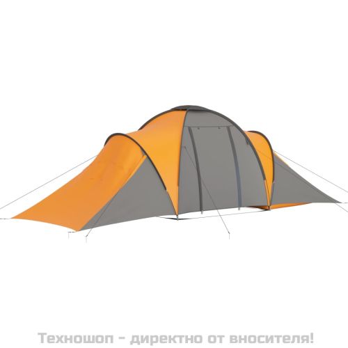 Палатка за къмпинг за 6 души, сиво и оранжево