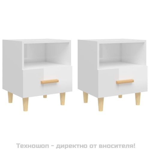 Нощни шкафчета, 2 бр, бял гланц, 40x35x47 см