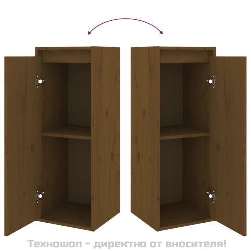 Стенни шкафове, 2 бр, меденокафяви, 30x30x80 см, бор масив