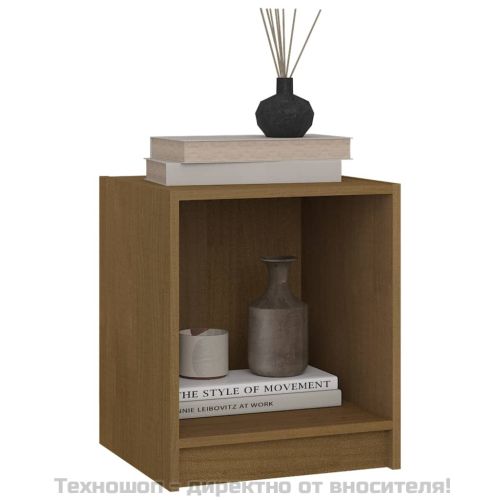 Нощно шкафче, меденокафяво, 35,5x33,5x41,5 см, бор масив