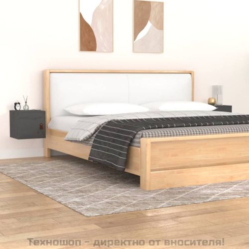 Стенни шкафове, 2 бр, сиви, 31,5x30x30 см, бор масив