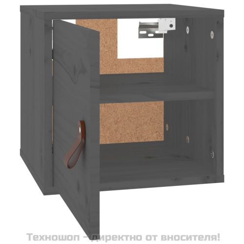Стенен шкаф, сив, 31,5x30x30 см, борово дърво масив