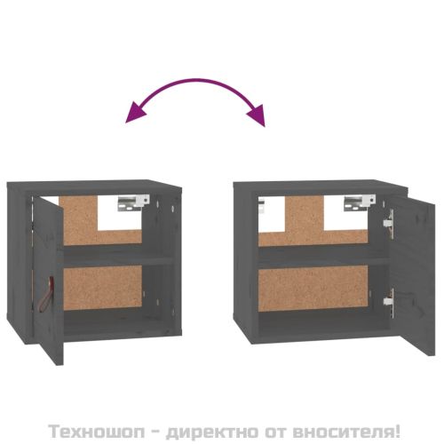 Стенен шкаф, сив, 31,5x30x30 см, борово дърво масив