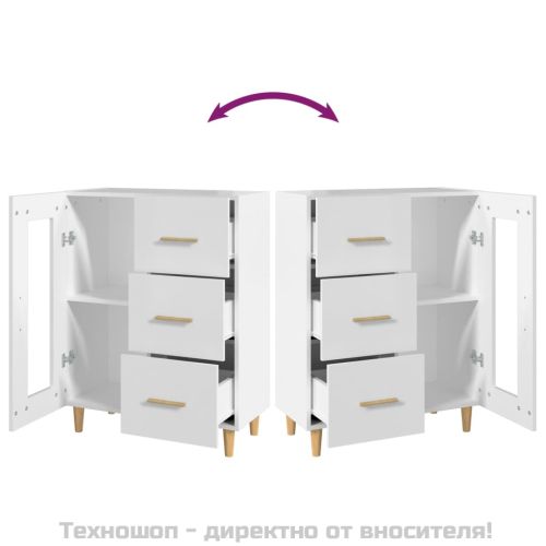 Сайдборд, бял, 69,5x34x90 см, инженерно дърво