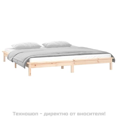 LED рамка за легло 150x200 см King Size масивно дърво