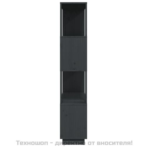 Библиотека/разделител за стая, сива, 80x25x132 см, бор масив