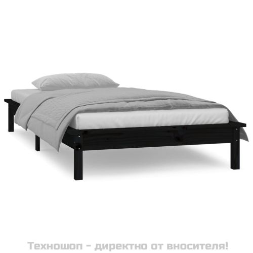 LED рамка за легло черно 90x190 см Single масивна дървесина