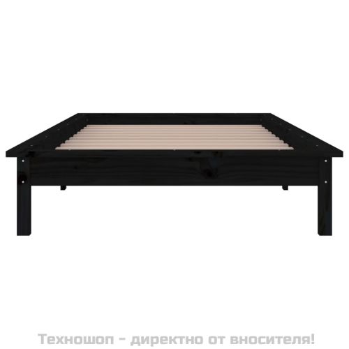 LED рамка за легло черно 90x190 см Single масивна дървесина