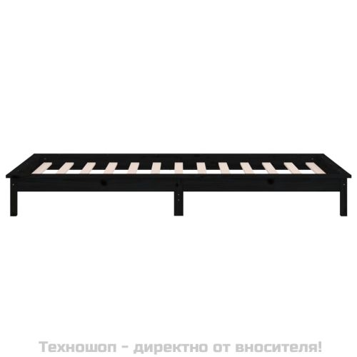 LED рамка за легло черно 90x190 см Single масивна дървесина