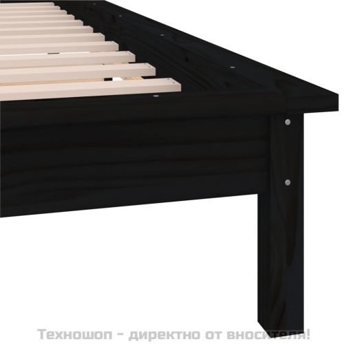 LED рамка за легло черно 90x190 см Single масивна дървесина