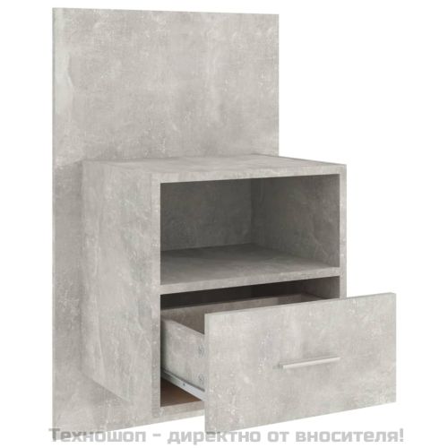 Нощно шкафче за стенен монтаж, бетонно сиво