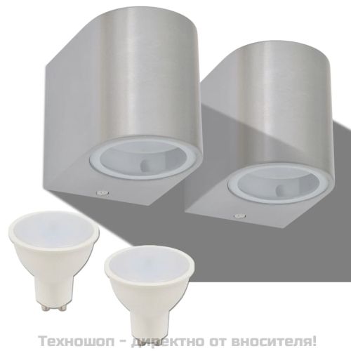 Външни LED прожектори за стена, обли, насочени надолу, 2 бр