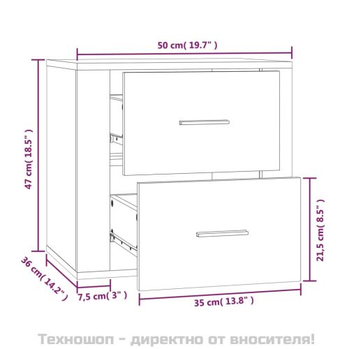 Нощно шкафче за стенен монтаж, черно, 50x36x47 см