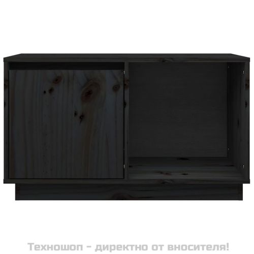 ТВ шкаф, черен, 74x35x44 см, бор масив