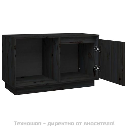 ТВ шкаф, черен, 74x35x44 см, бор масив