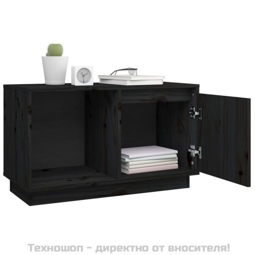 ТВ шкаф, черен, 74x35x44 см, бор масив