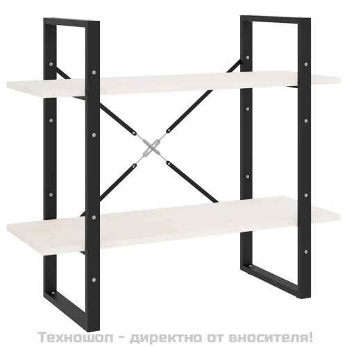 2-етажна библиотека, бяла, 80x30x70 см, борово дърво масив