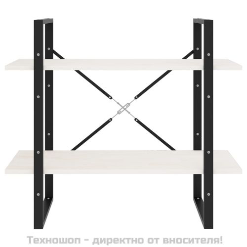 2-етажна библиотека, бяла, 80x30x70 см, борово дърво масив
