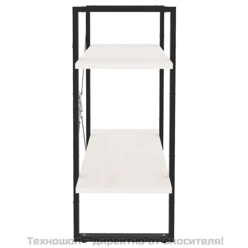 2-етажна библиотека, бяла, 80x30x70 см, борово дърво масив