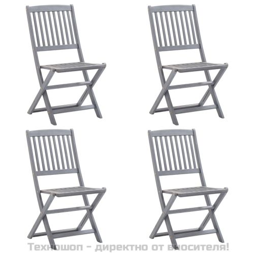 Сгъваеми градински столове, 4 бр, акация масив