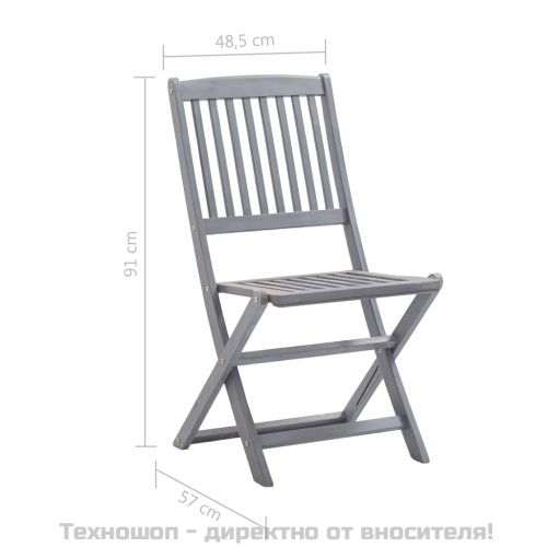 Сгъваеми градински столове, 4 бр, акация масив