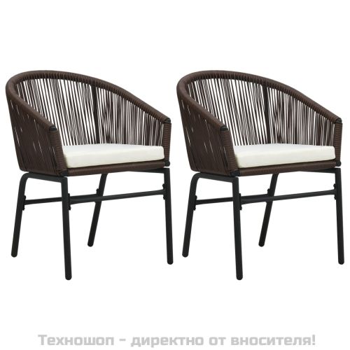 Градински столове, 2 бр, кафяви, PE ратан