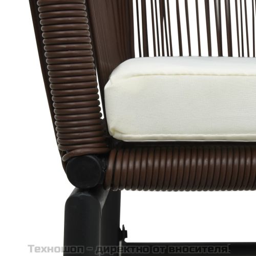 Градински столове, 2 бр, кафяви, PE ратан