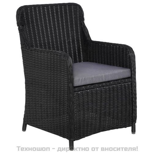 Външни столове с възглавници, 2 бр, полиратан, черни