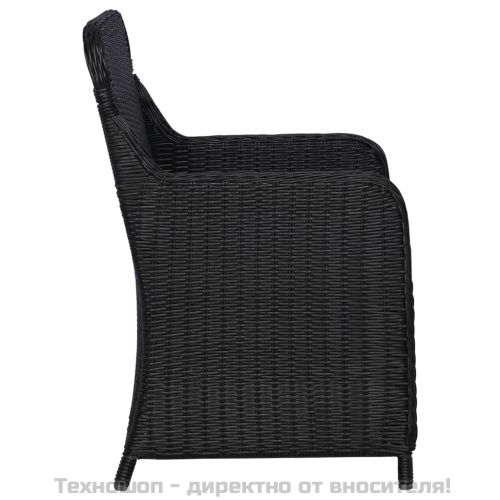 Външни столове с възглавници, 2 бр, полиратан, черни