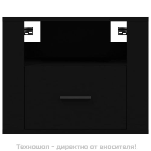 Нощно шкафче за стенен монтаж, черно, 50x36x40 см