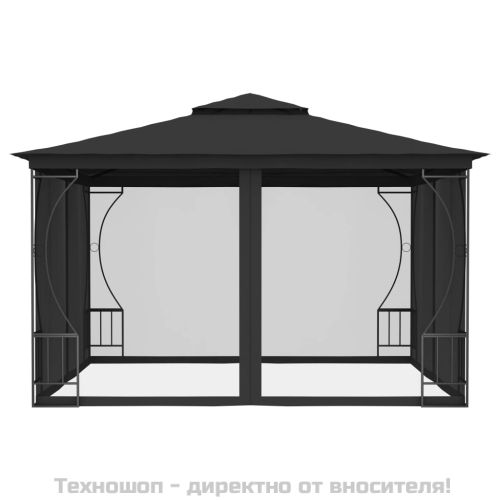 Градинска шатра с мрежи, 300x300x265 см, антрацит
