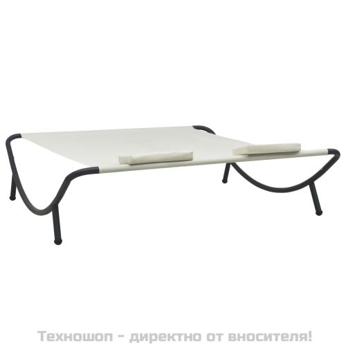 Градинско лаундж легло, текстил, кремаво