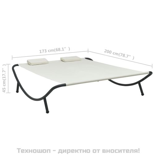 Градинско лаундж легло, текстил, кремаво