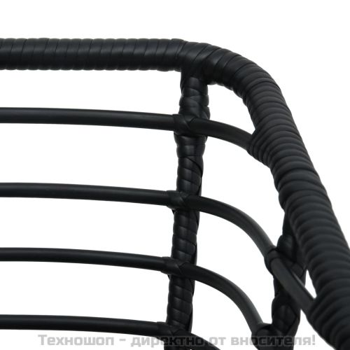 Градински столове с възглавници, 2 бр, полиратан, черни