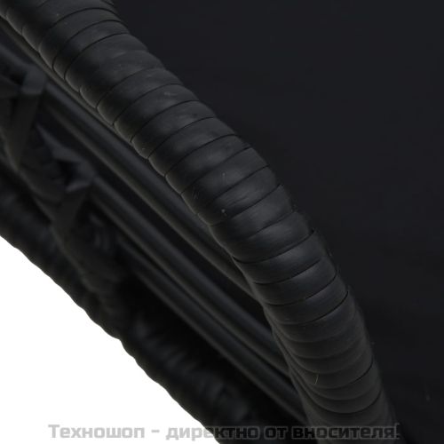 Градински столове с възглавници, 2 бр, полиратан, черни